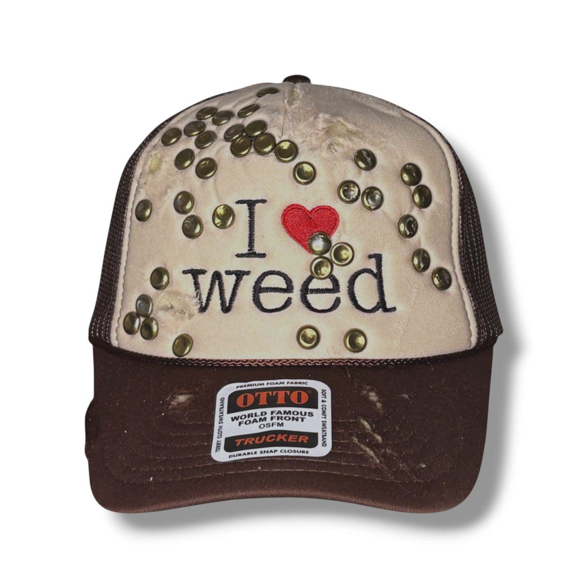 IHeartWeed_Studded Trucker Cap