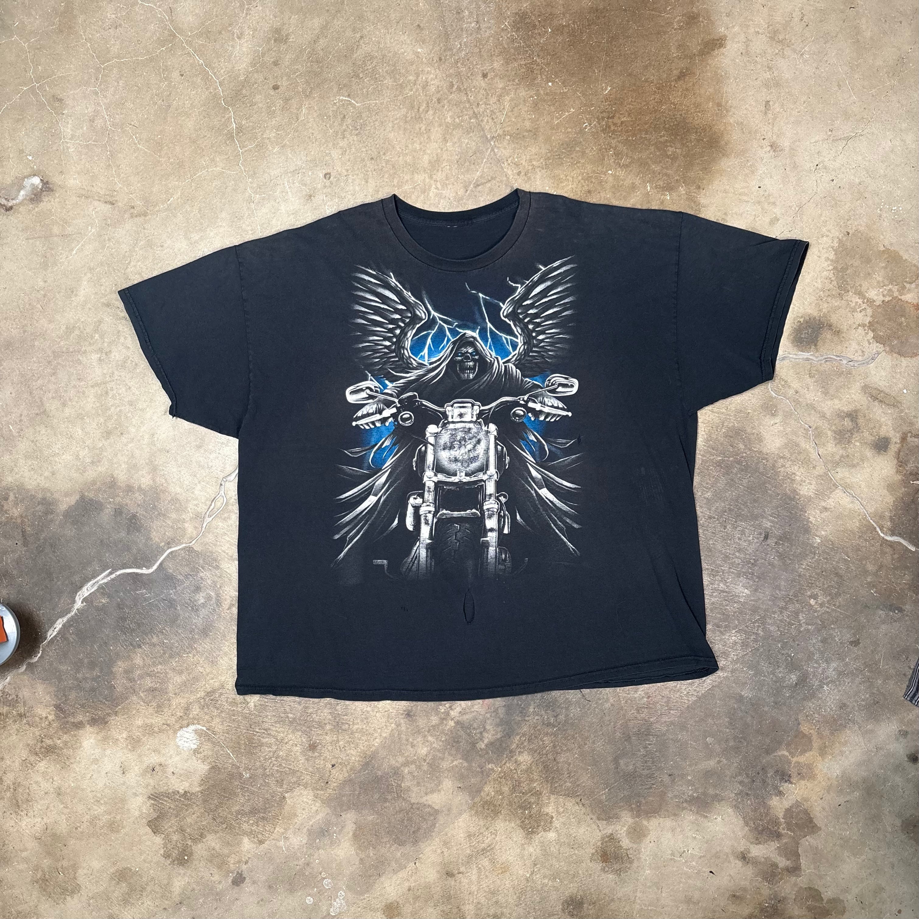 Vintage Grim Reaper Motorcycle T-Shirt (2XL)