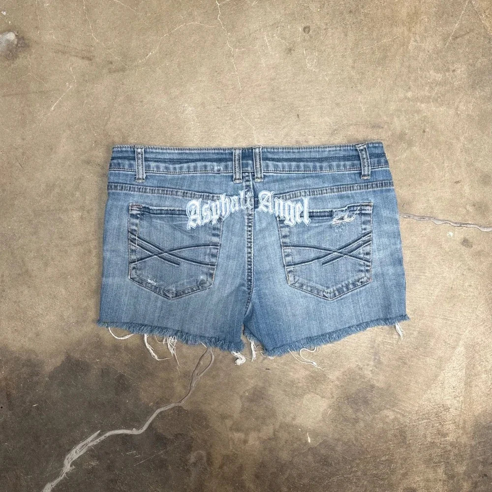 Aeropostale Asphalt Angel Sashiko Denim Shorts (7/8)